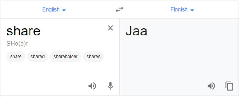JAA means SHARE in Finnish